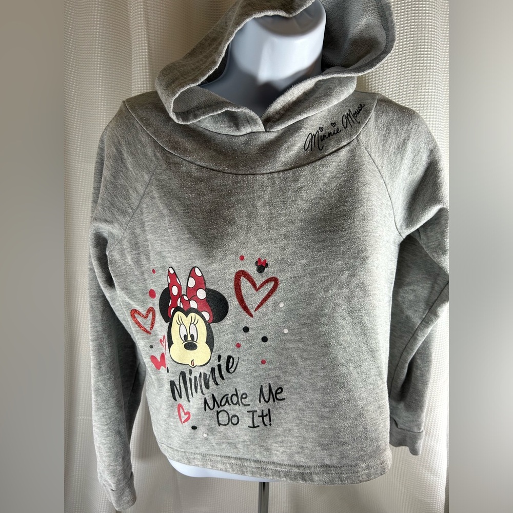 Disney Park Minnie Mouse gray cropped hoodie size large